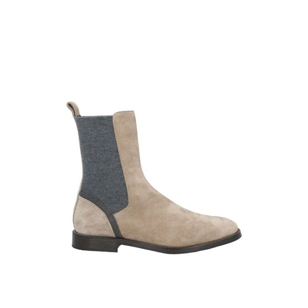 Brunello Cucinelli Beige Leather Chelsea Women's Boots